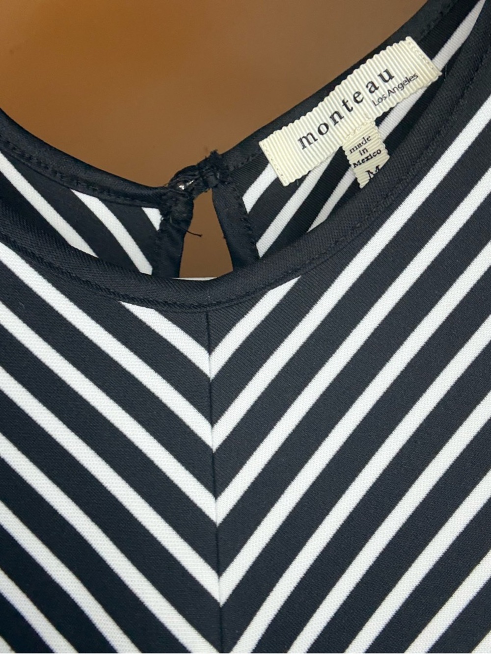 Monteau Black and White Chevron Stripe Dress
